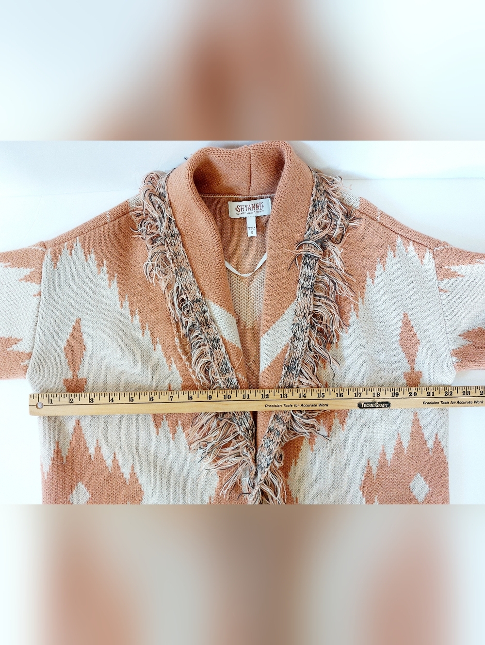 Southwestern Style Blanket Cardigan Sweater Fringe Small Shyanne‎ Country - Picture 7 of 8